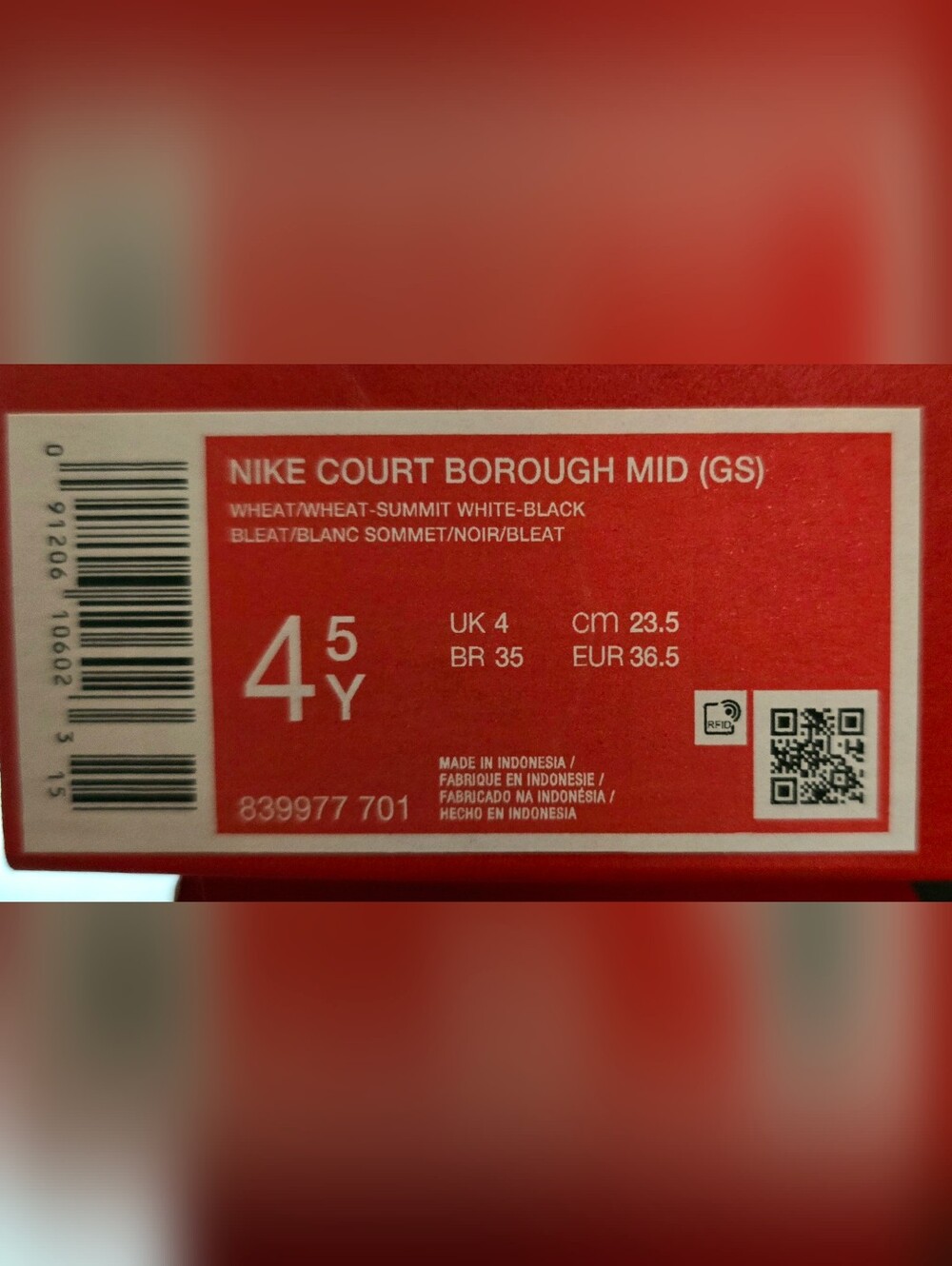 (Grade School Sizes) - Nike Court Borough Mid Wheat (Brand New) - Picture 12 of 16